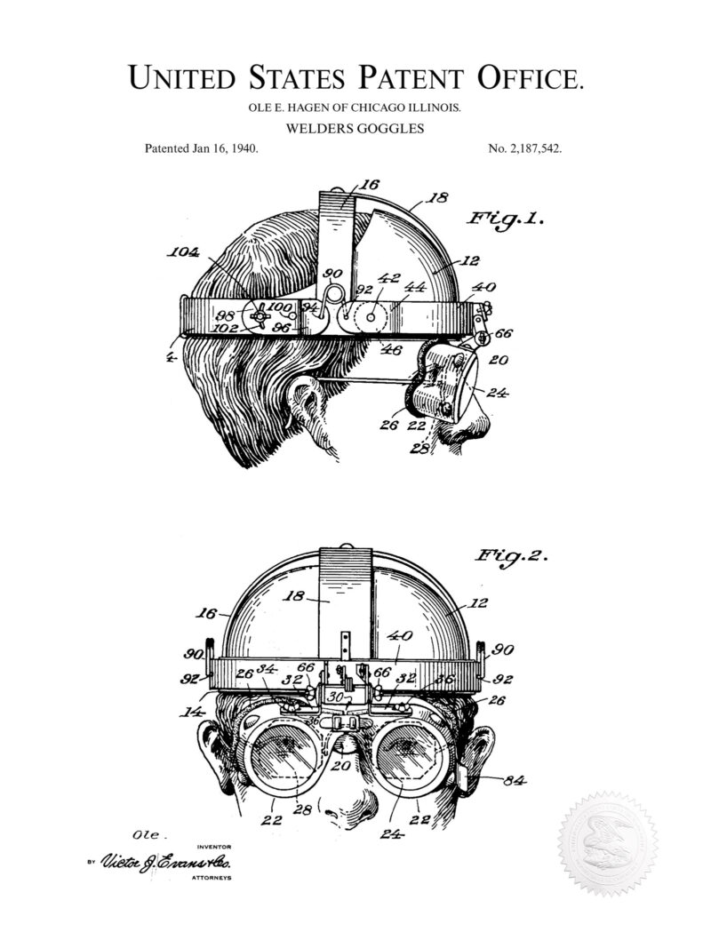 Welders Goggles Design | 1940 Patent