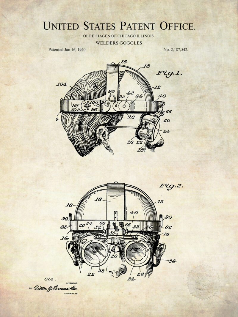 Welders Goggles Design | 1940 Patent