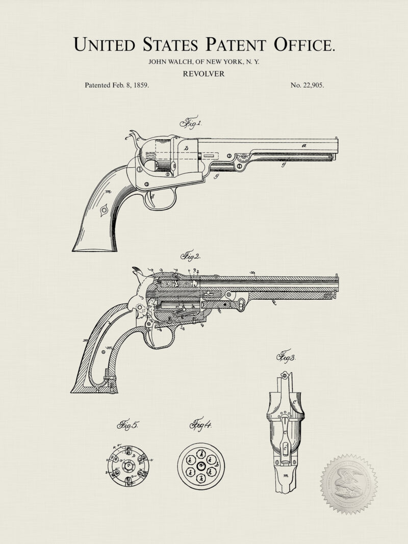 Walch Revolver print | 1859 Patent