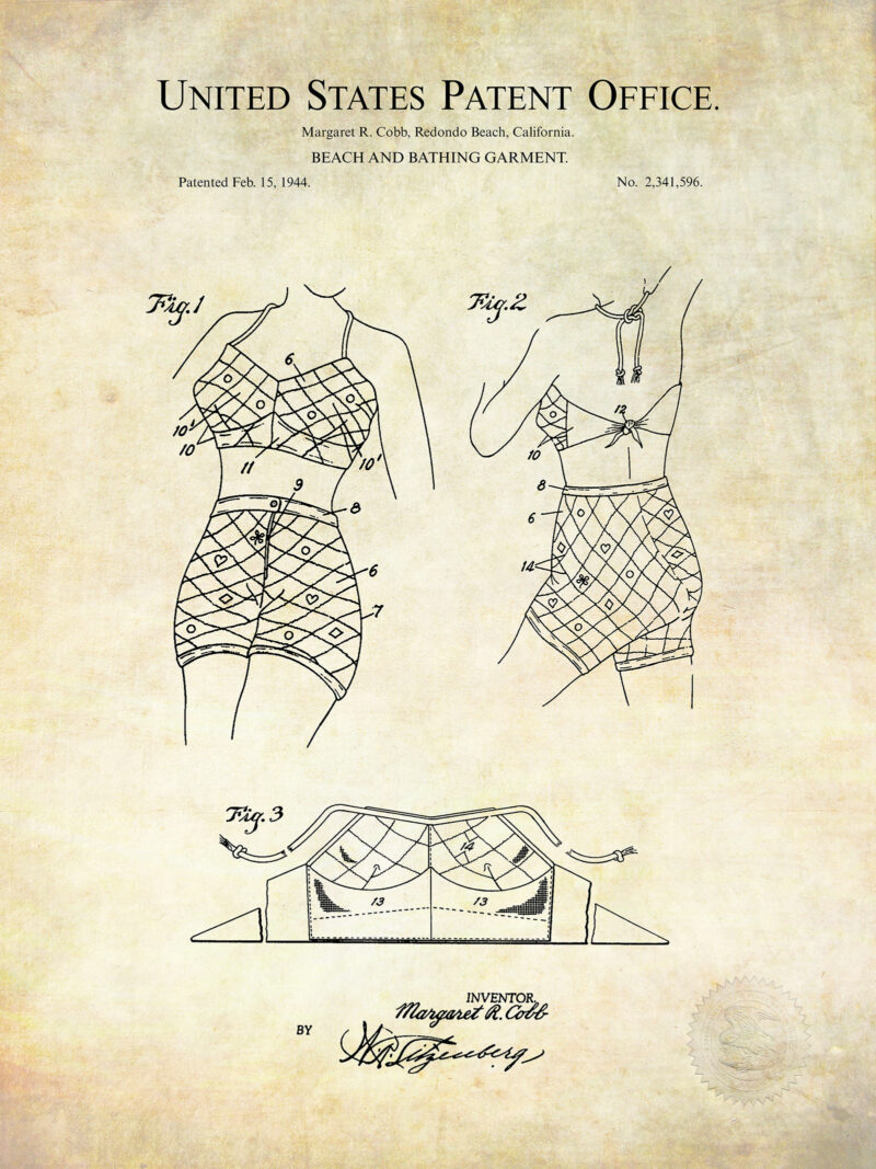 Beach & Bathing Garment | 1944 Patent