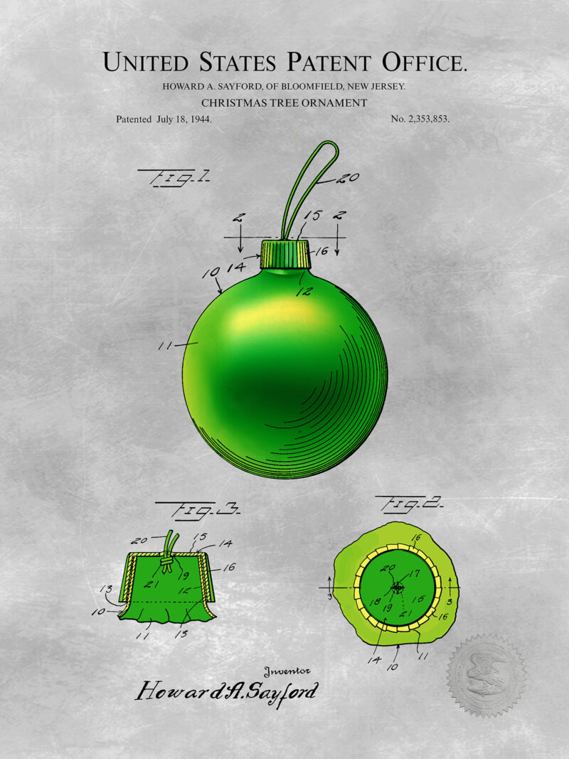 Green Christmas Ornament | 1944 Patent