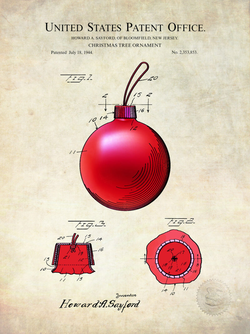Red Christmas Ornament | 1944 Patent