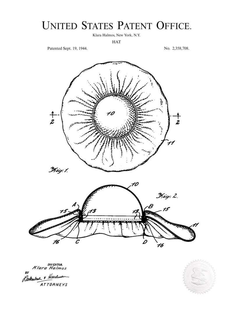 Hat Design | 1944 Patent Print