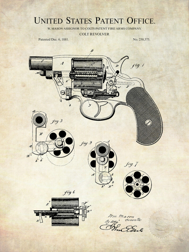 Colt Revolver Design | 1881 Patent