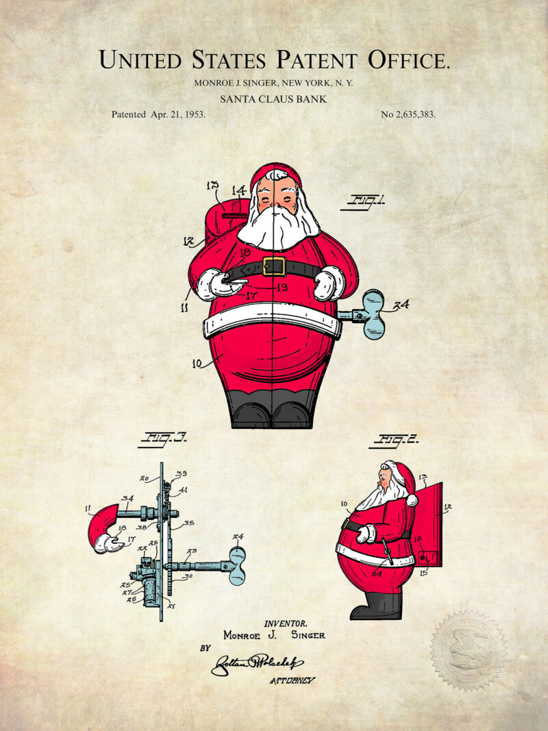 Toy Santa Claus Bank | 1953 Patent