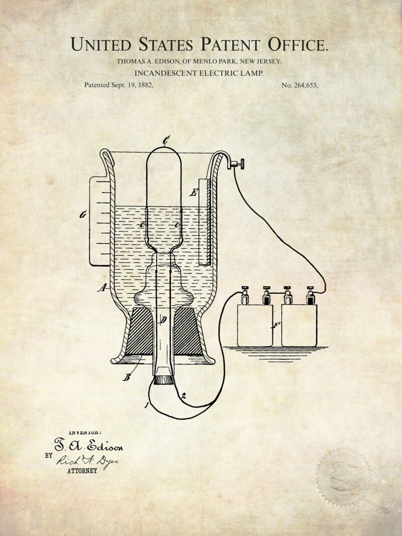Edison Incandescent Lamp | 1882 Patent