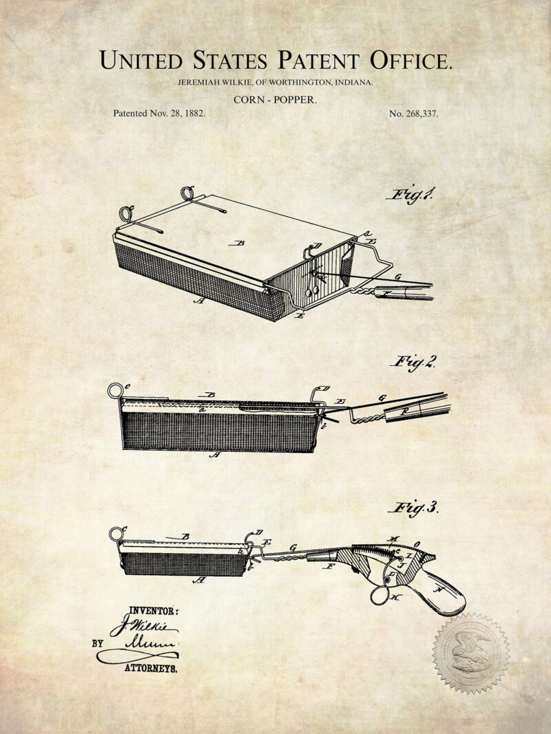 Corn Popper | 1882 Patent Print