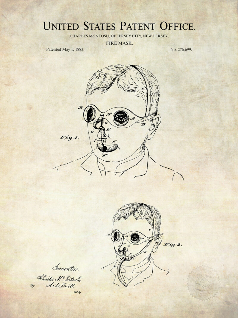 Fire Mask Design - 1883 Fire Fighter Patent