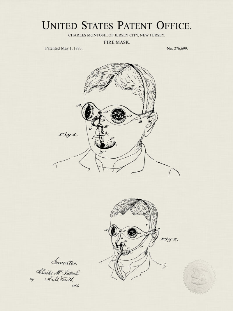 Fire Mask Design - 1883 Fire Fighter Patent