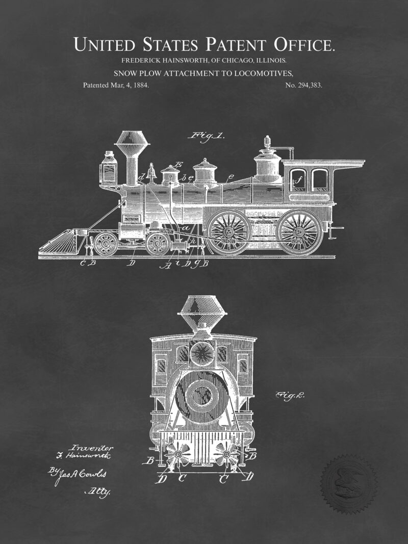 Locomotive Design | 1884 Patent Print