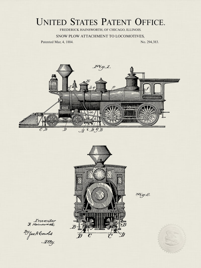 Locomotive Design | 1884 Patent Print