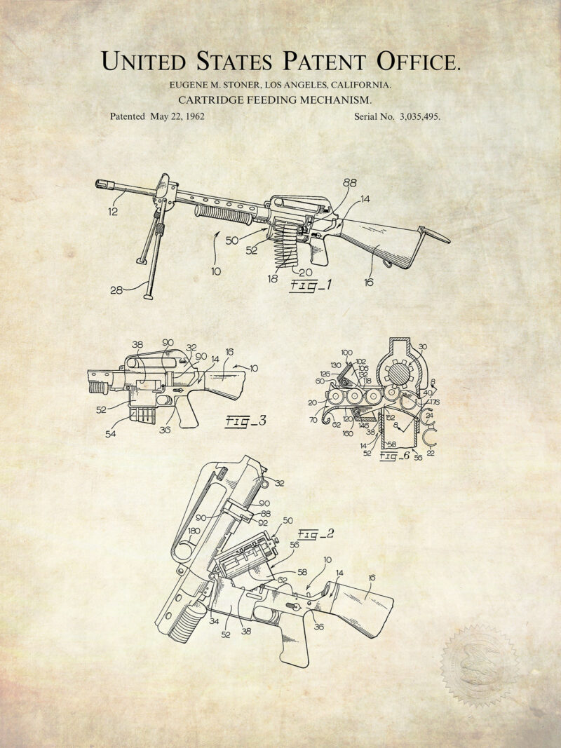 AR-10 Rifle Print | 1958 Patent