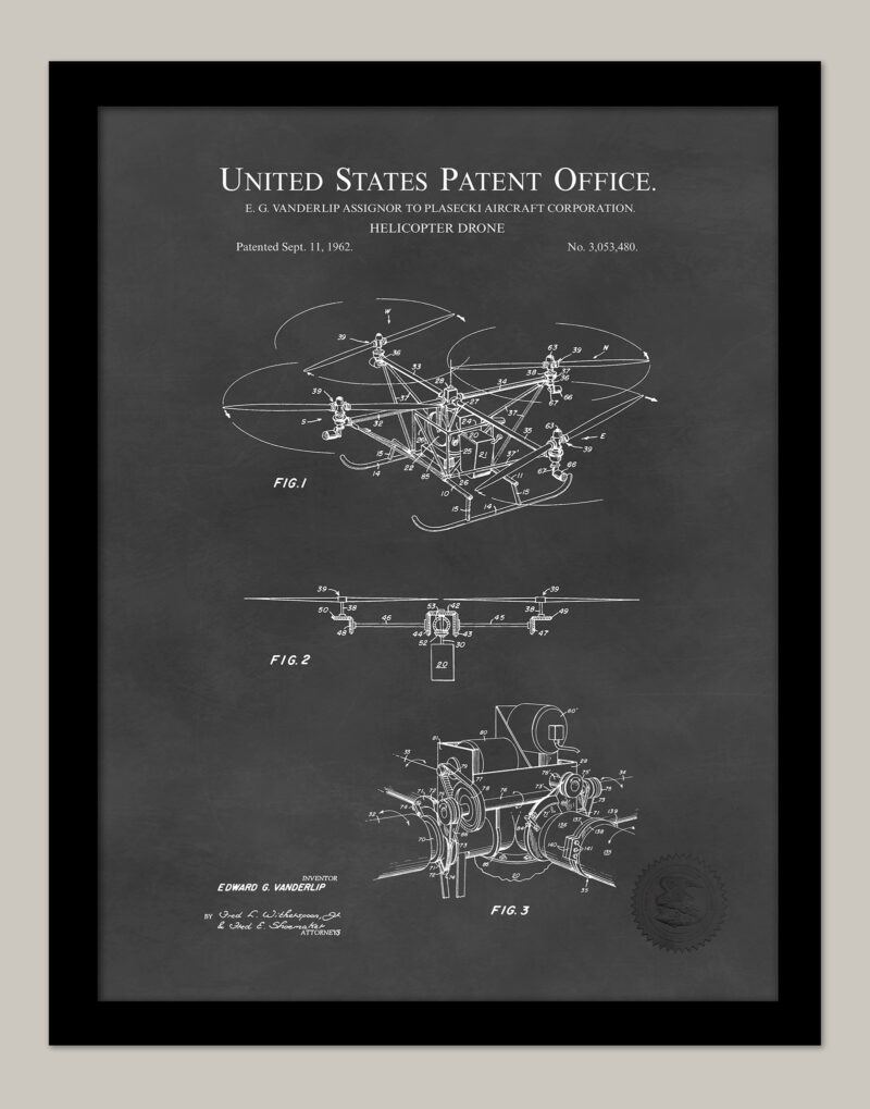 Early Helicopter Drone print | 1962 patent
