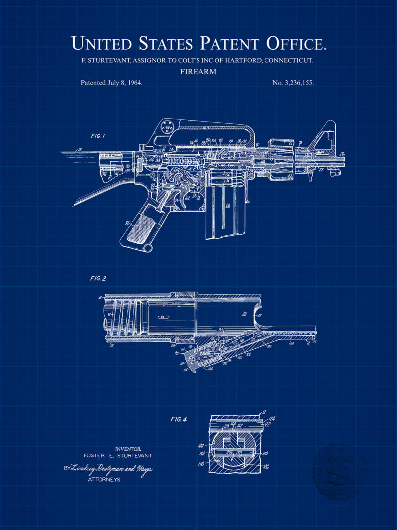 AR-15 Machine Gun Print | 1964 Patent