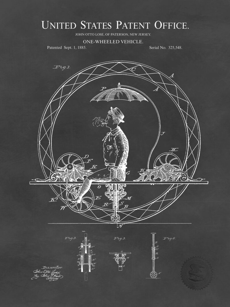 Vintage Unicycle Design | 1885 Patent