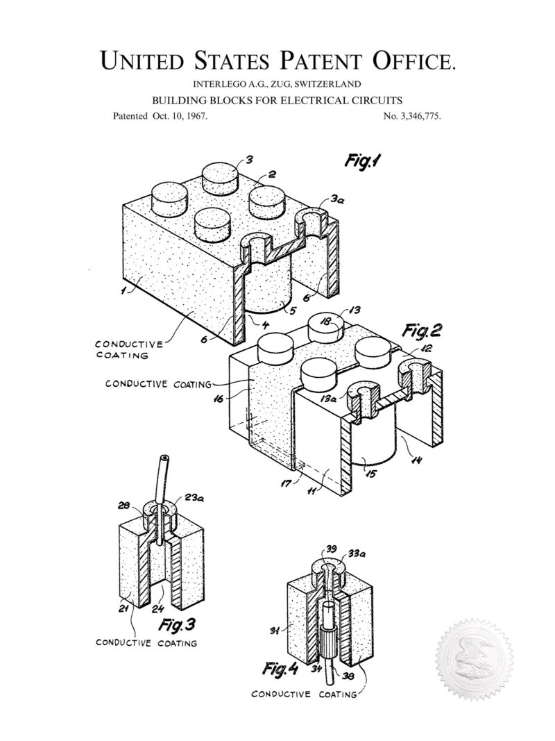 Classic Building Block Print - 1967 Patent