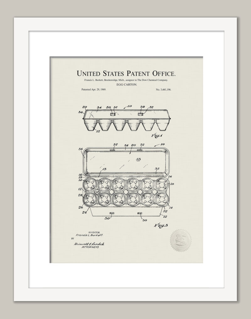 Egg Carton Design | 1969 Patent Print