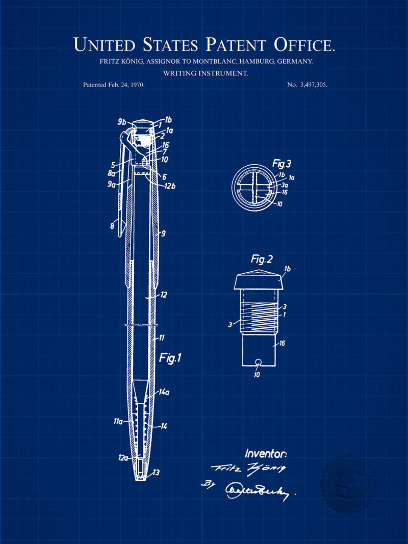 Fountain Pen Design Print | 1970 Montblanc Patent