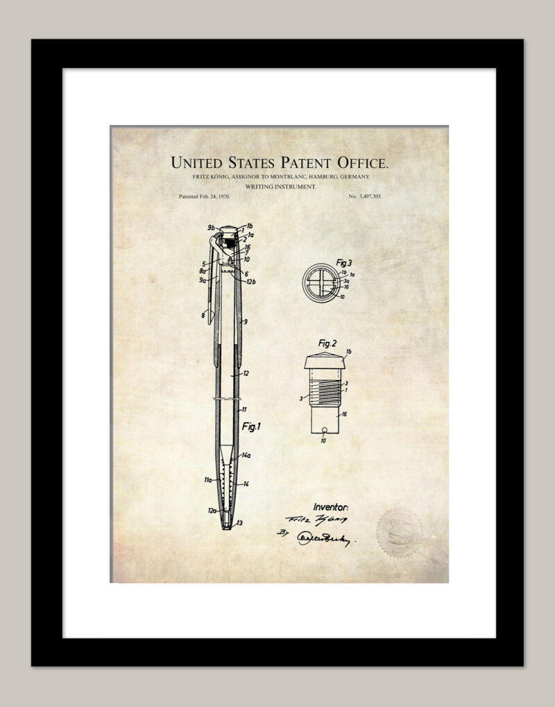 Fountain Pen Design Print | 1970 Montblanc Patent