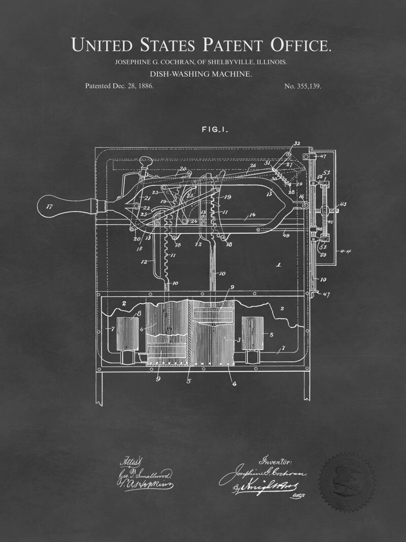 Dish Washing Machine | 1886 Patent Print
