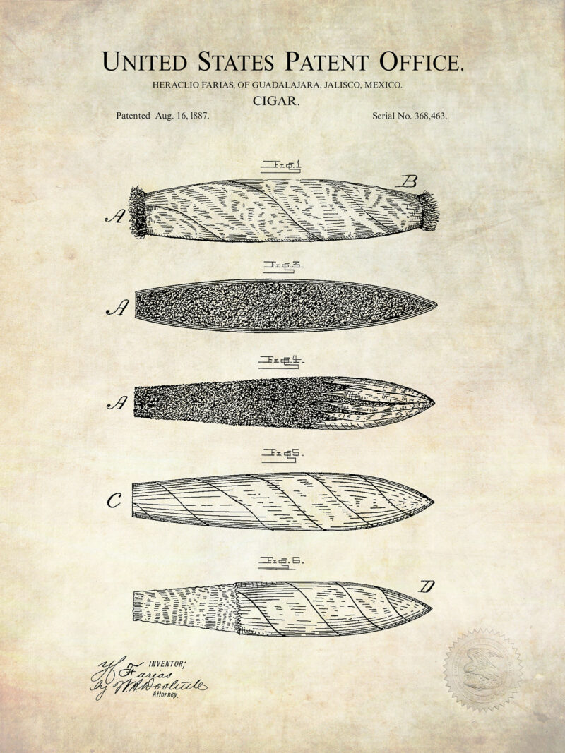 Vintage Cigar Patent Print Collection
