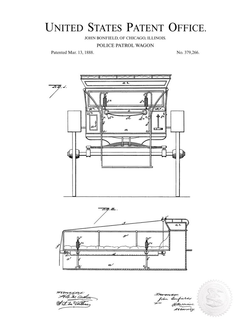 Police Wagon Print | 1888 Patent
