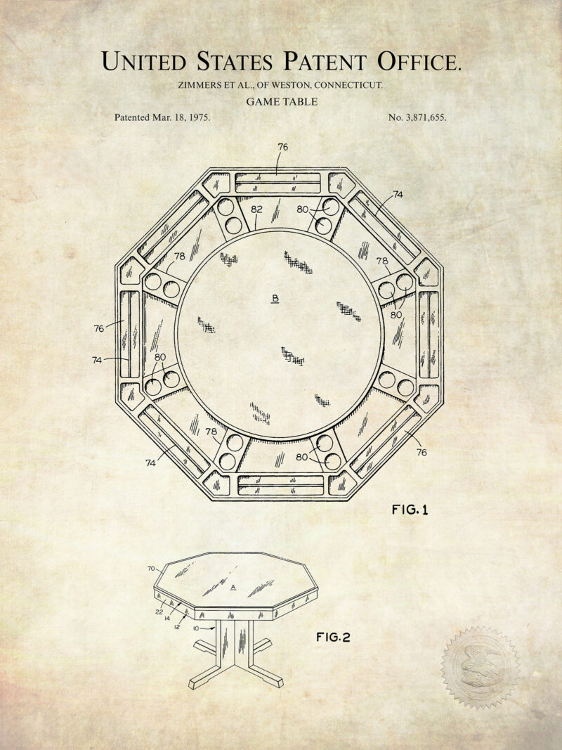 Poker Table Design | 1975 Patent