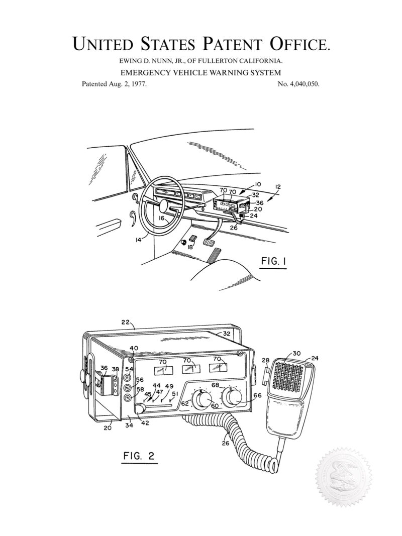 Vehicle Warning System Patent Print