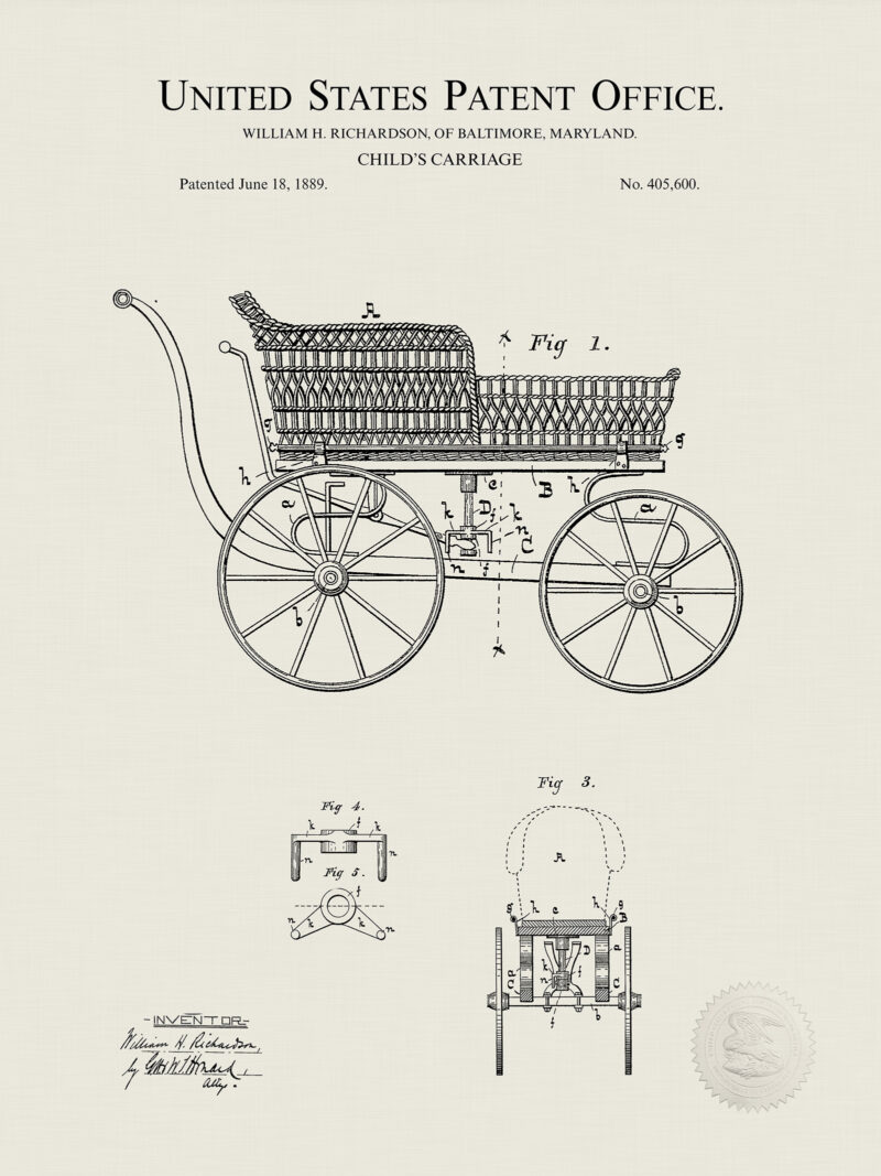 Antique Baby Carriage | 1889 Patent