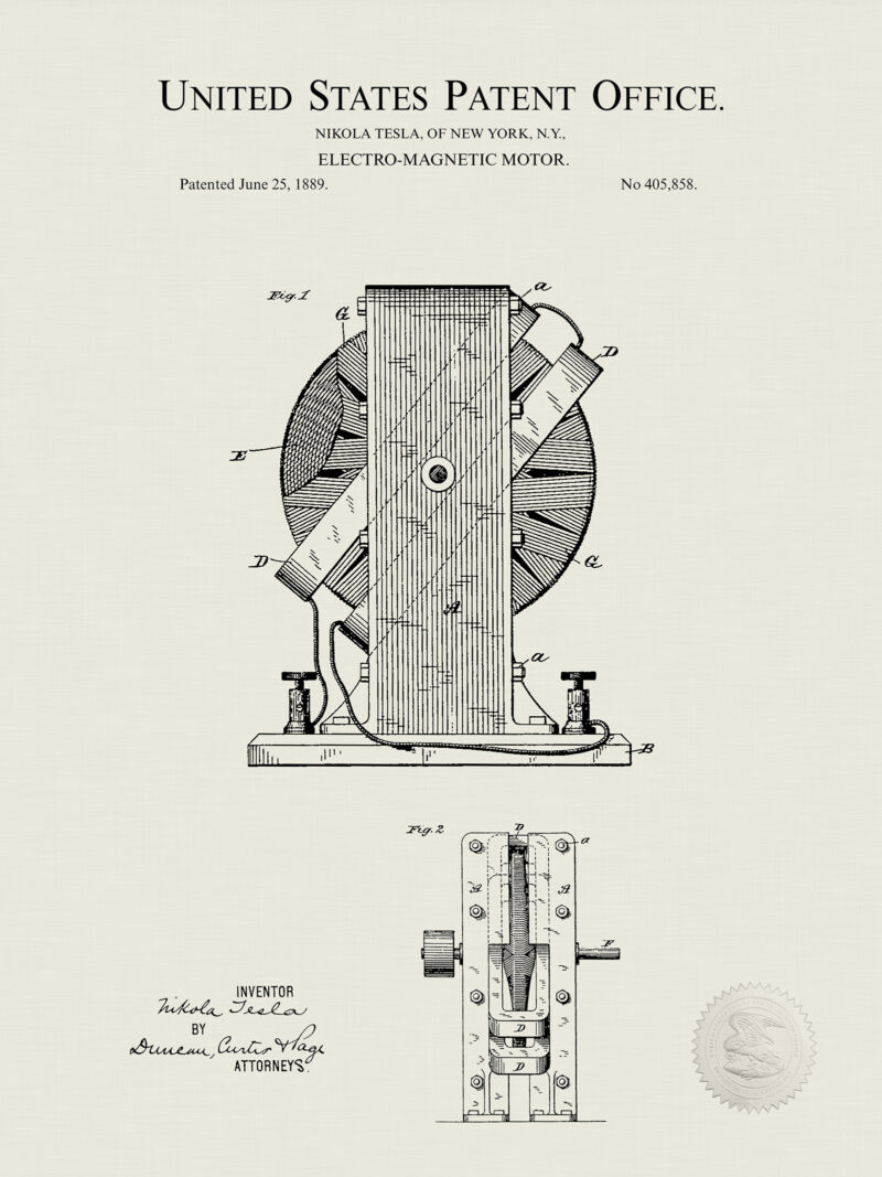 Nikola Tesla Patents | 4 Print Collection