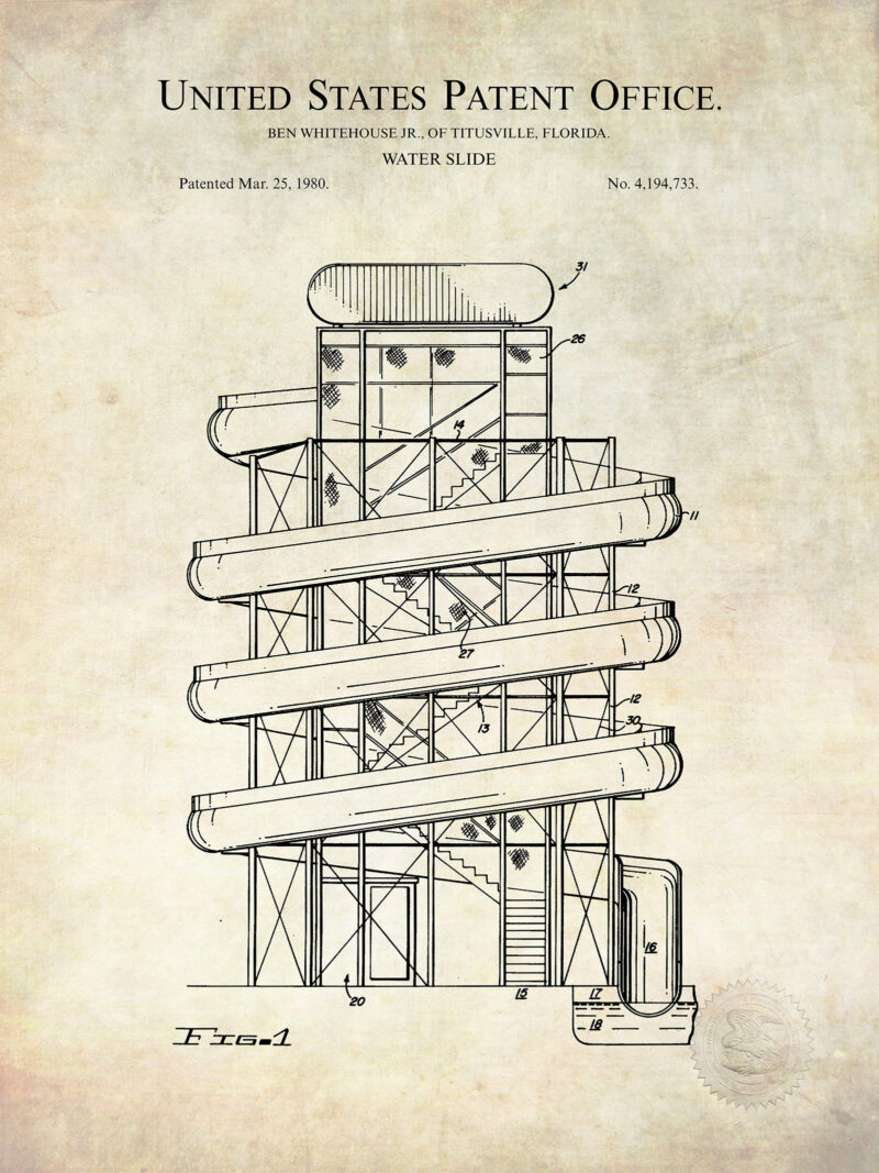 Waterslide Design | 1980 Patent Print