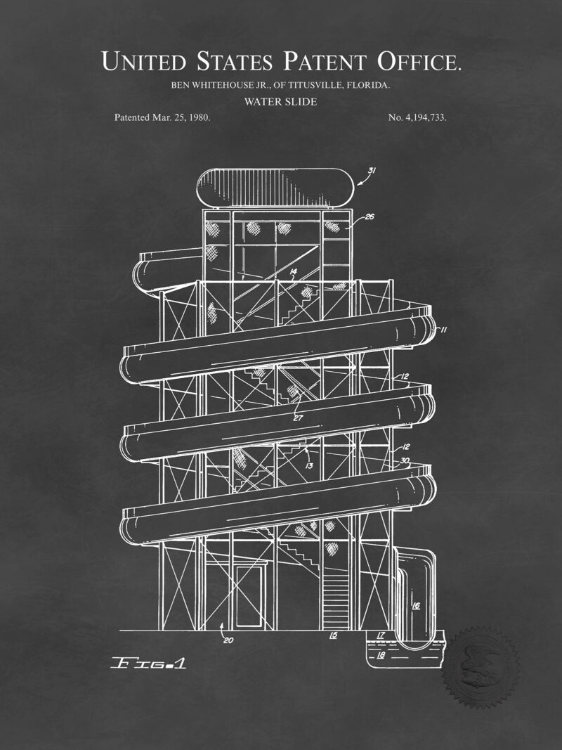 Waterslide Design | 1980 Patent Print