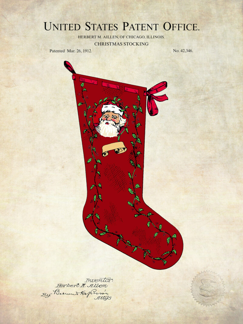 Christmas Stocking | 1883 Patent Print