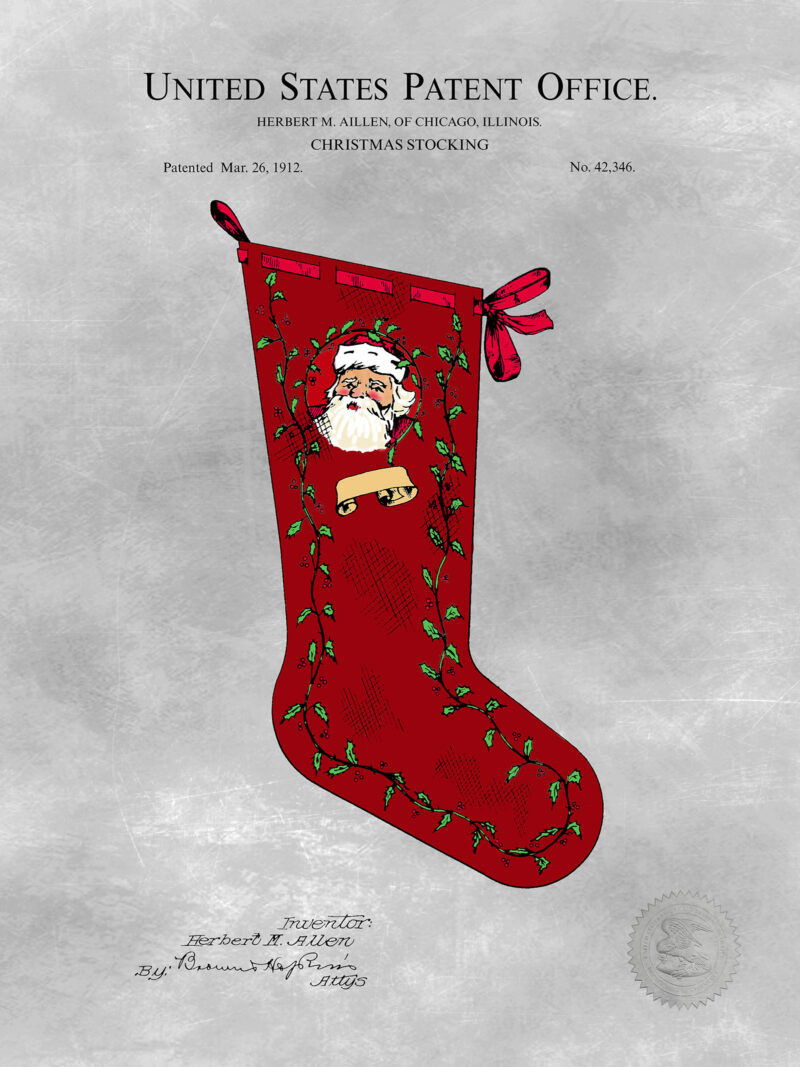 Christmas Stocking | 1883 Patent Print