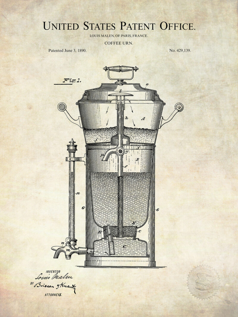 Vintage Coffee Equipment Patent Prints