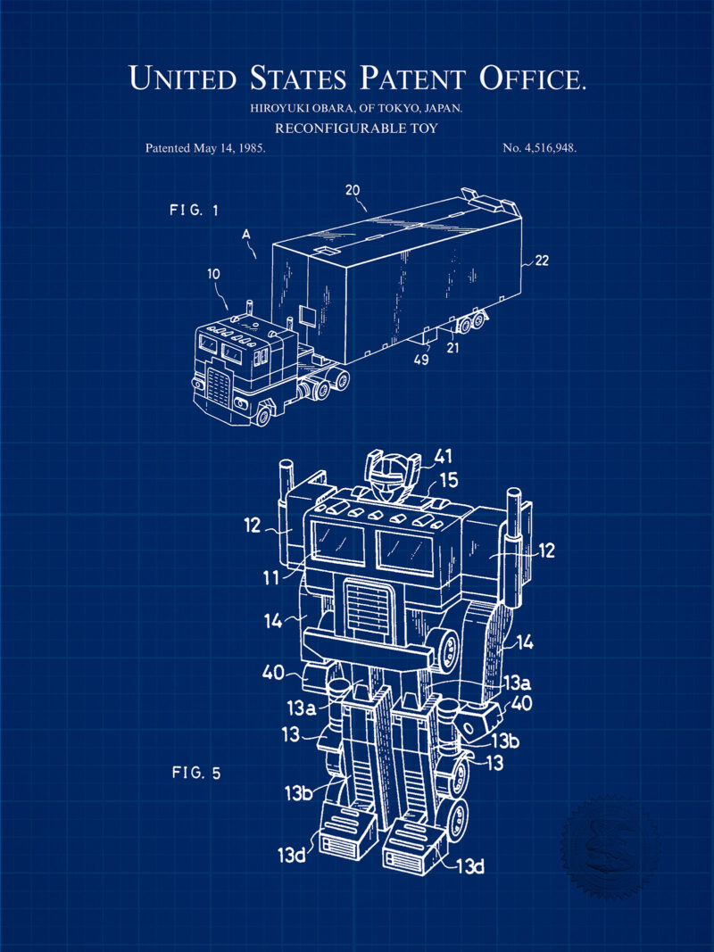 Transforming Toy Robot | 1985 Patent Print