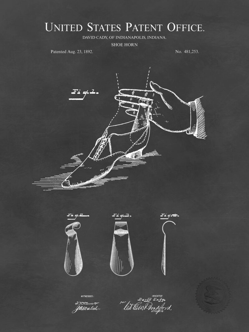 Vintage Shoe Horn | 1892 Patent Print