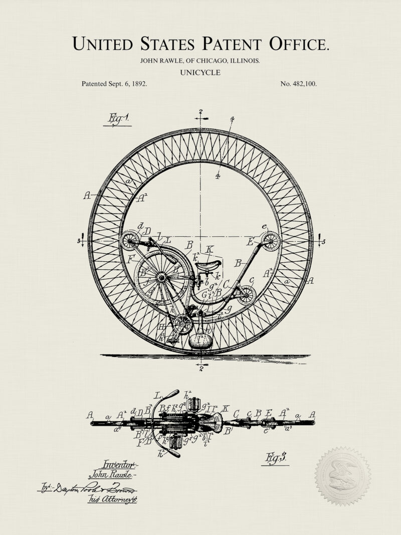 Unicycle Design | 1893 Patent