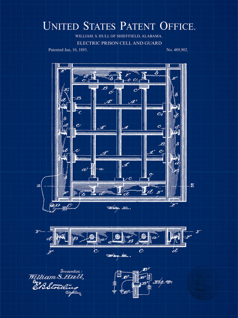 Electric Prison Cell Print | 1893 Patent Print