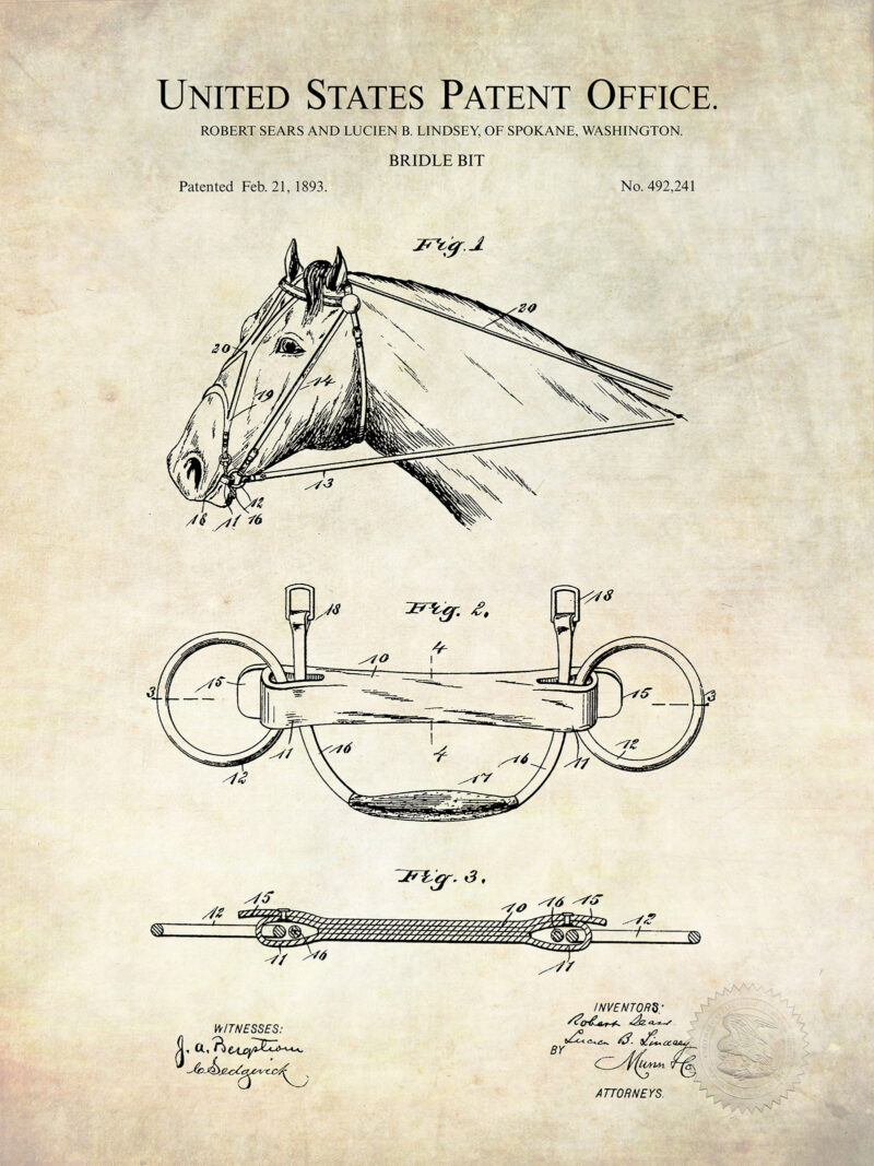 Horse Bridle Bits Patent Prints