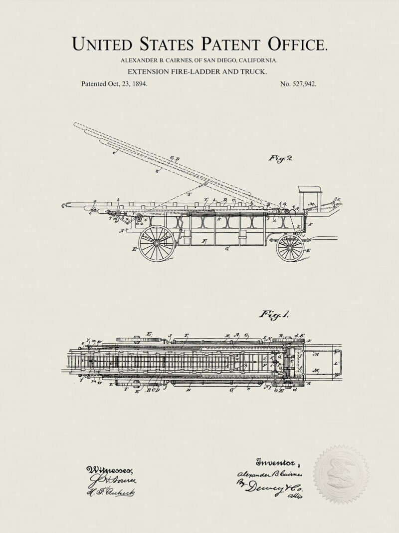 Fire Ladder & Truck | 1894 Patent