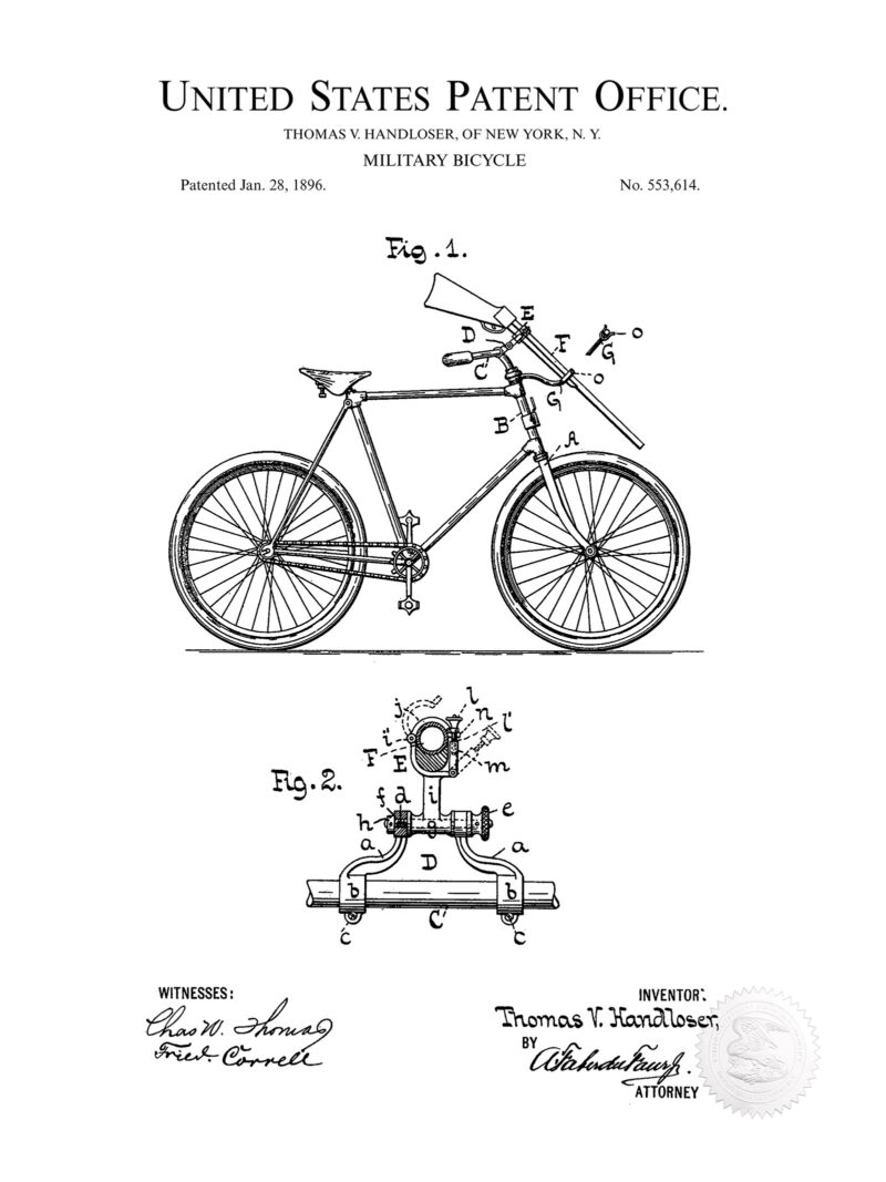 Military Bicycle Invention | 1896 Patent
