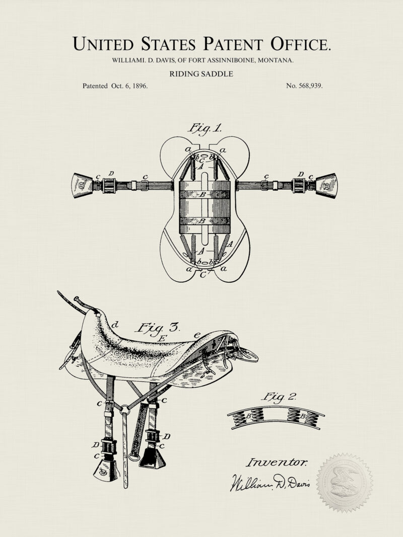 Vintage Cowboy Patent Prints Set