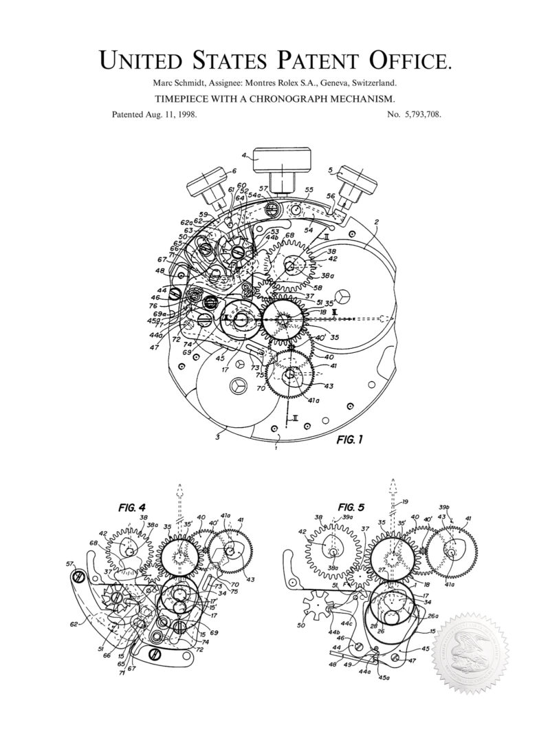 Classic Time Piece Design | 1998 Rolex Patent Print