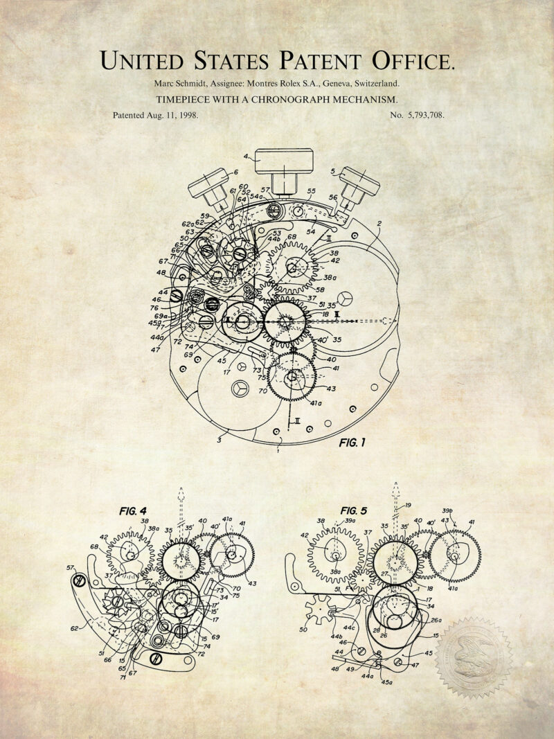 Classic Time Piece Design | 1998 Rolex Patent Print