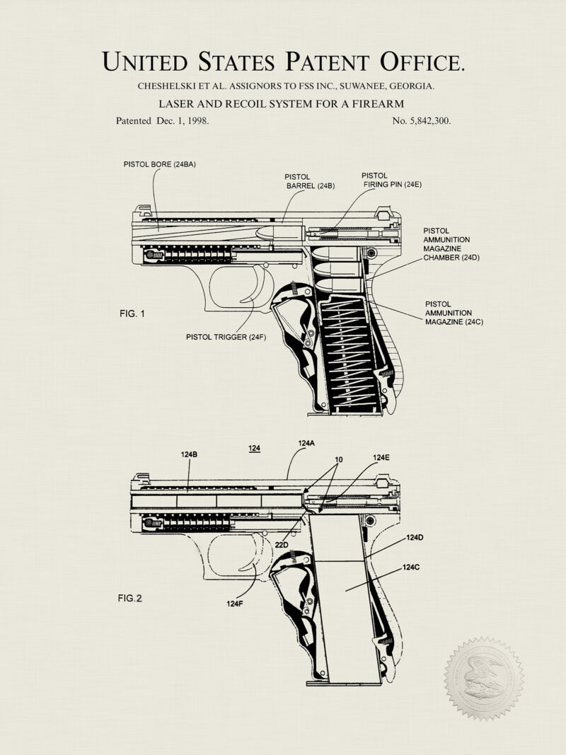 Firearm Laser Sight | 1998 Patent Print