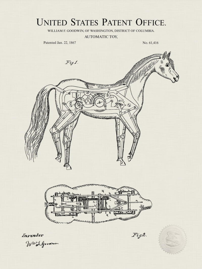 Mechanical Toy Horse | 1867 Patent