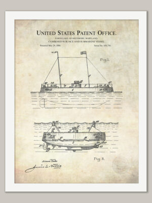 Bicycle Boat | 1899 Patent Print