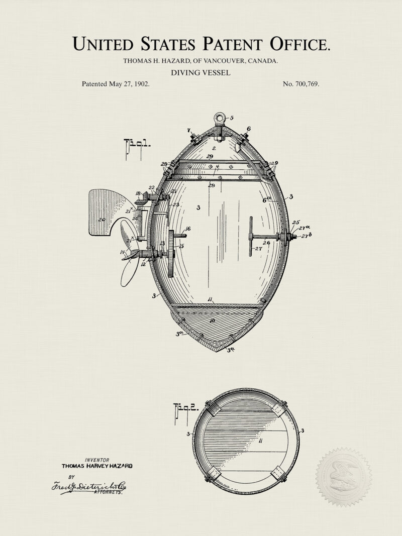 1902 DIVING VESSEL Patent Print