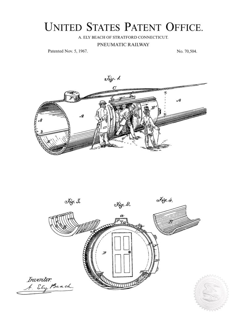 Pneumatic Railway | 1867 Patent Print